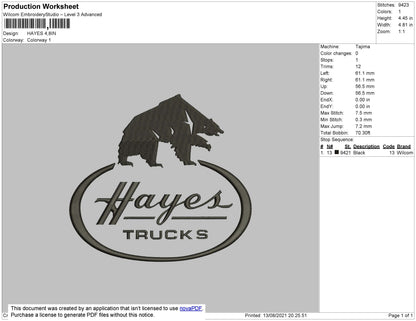 Hayes Embroidery File 4 size