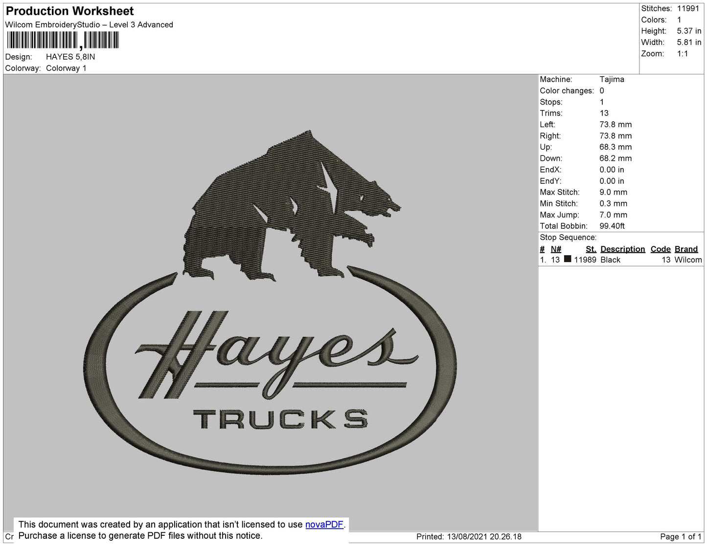 Hayes Embroidery File 4 size
