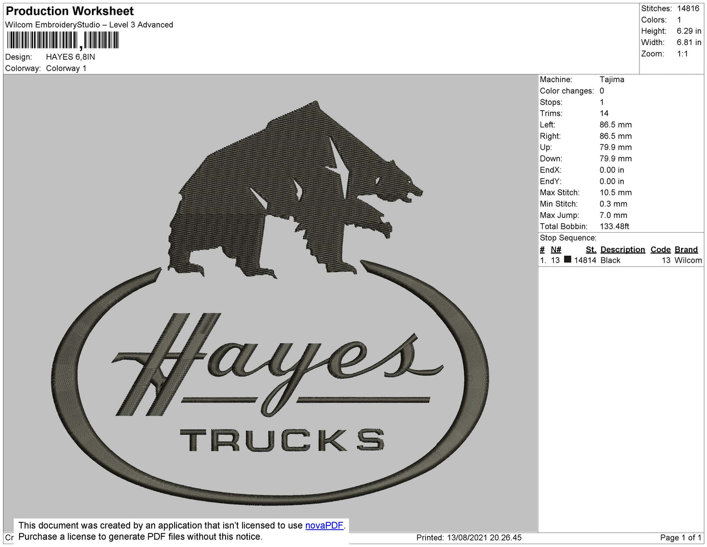 Hayes Embroidery File 4 size
