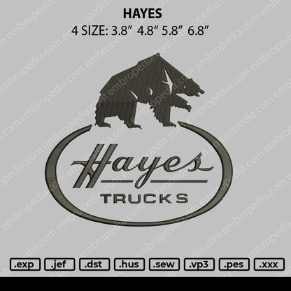 Hayes Embroidery File 4 size