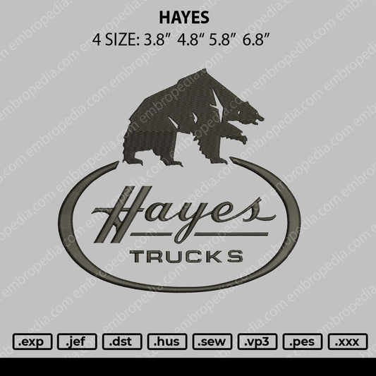 Hayes Embroidery File 4 size
