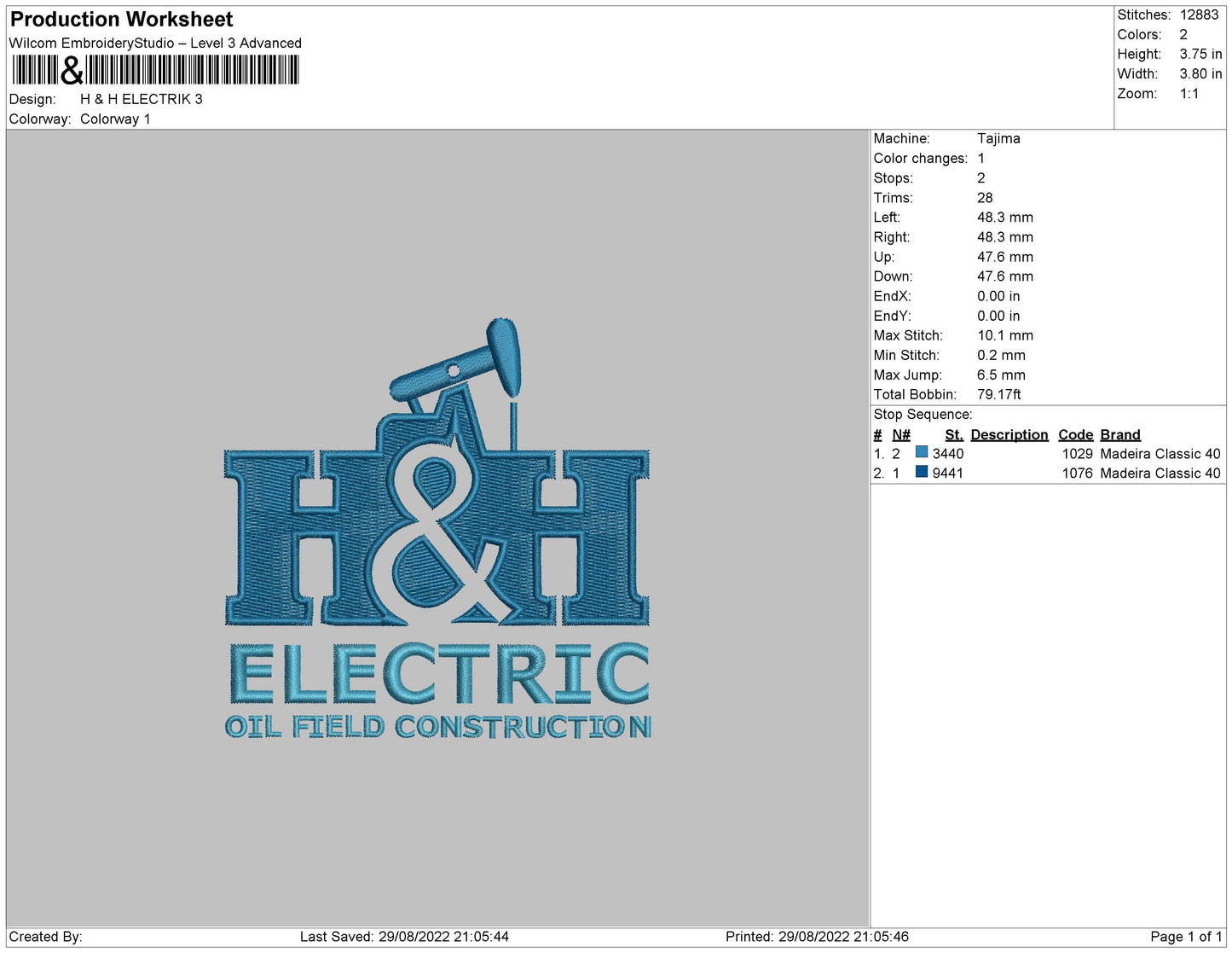 H&H Electric Embroidery File 5 sizes