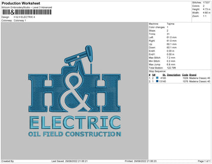 H&H Electric Embroidery File 5 sizes