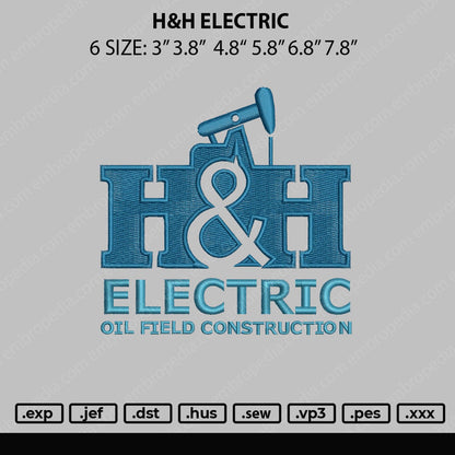 H&H Electric Embroidery File 5 sizes