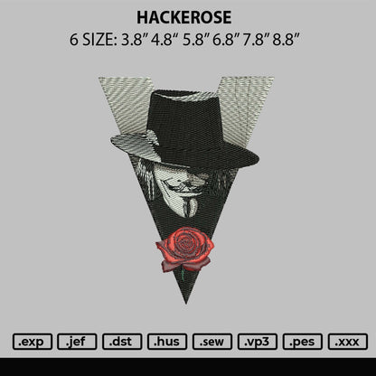 Hackerose Embroidery File 6 sizes