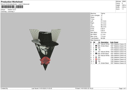 Hackerose Embroidery File 6 sizes