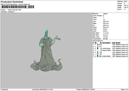 Hades 01 Embroidery File 6 sizes