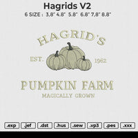 Hagrids V2 Embroidery File 6 size