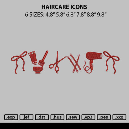 Haircare Icons Embroidery File 6 sizes