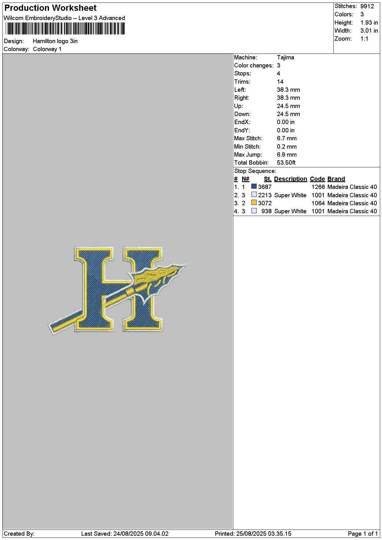 Hlogo 2508 Embroidery File 6 sizes