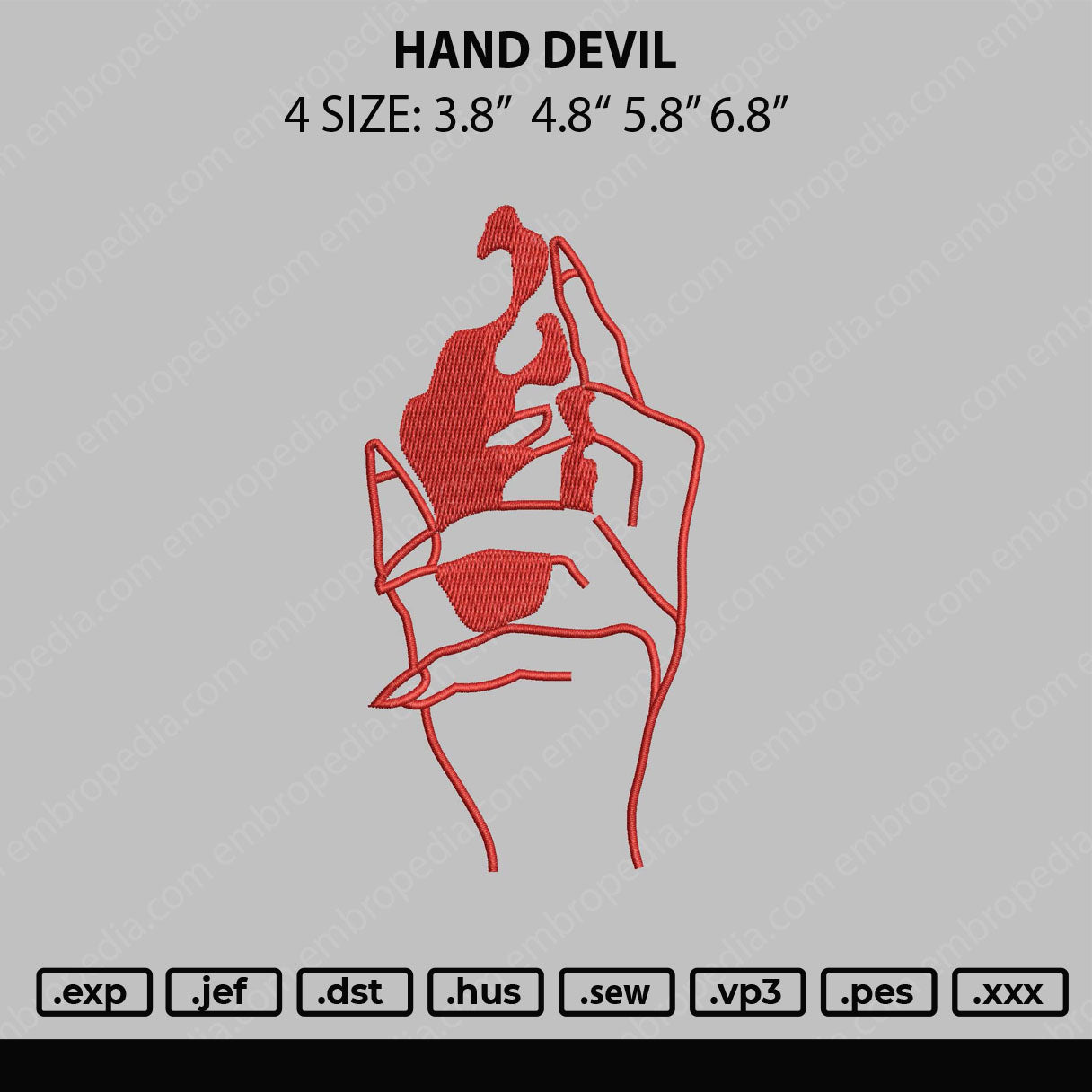 Hand Devil Embroidery File 4 size