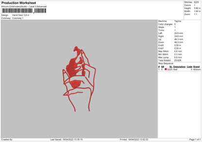 Hand Devil Embroidery File 4 size
