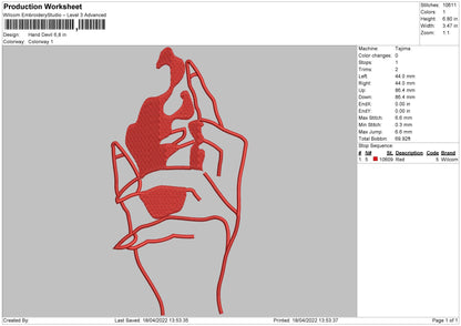 Hand Devil Embroidery File 4 size