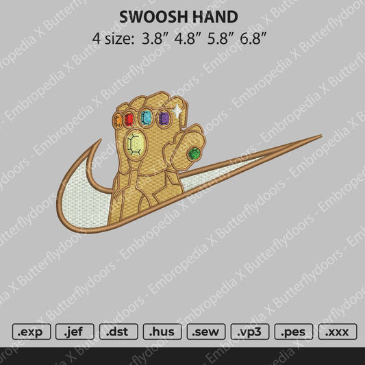 Swoosh Hand Embroidery File 4 size