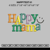 Happytext 01 Embroidery File 6 sizes