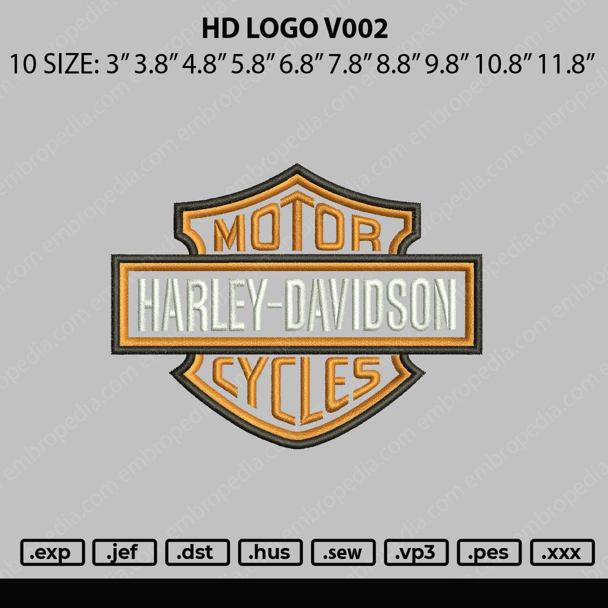 HD Logo V002 Embroidery File 10 Sizes