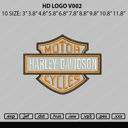 HD Logo V002 Embroidery File 10 Sizes