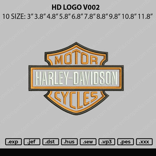 HD Logo V002 Embroidery File 10 Sizes
