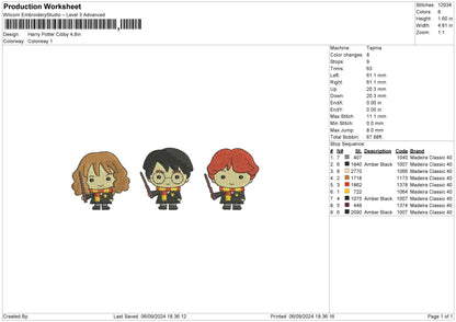 Harry Chibi Embroidery File 6 sizes