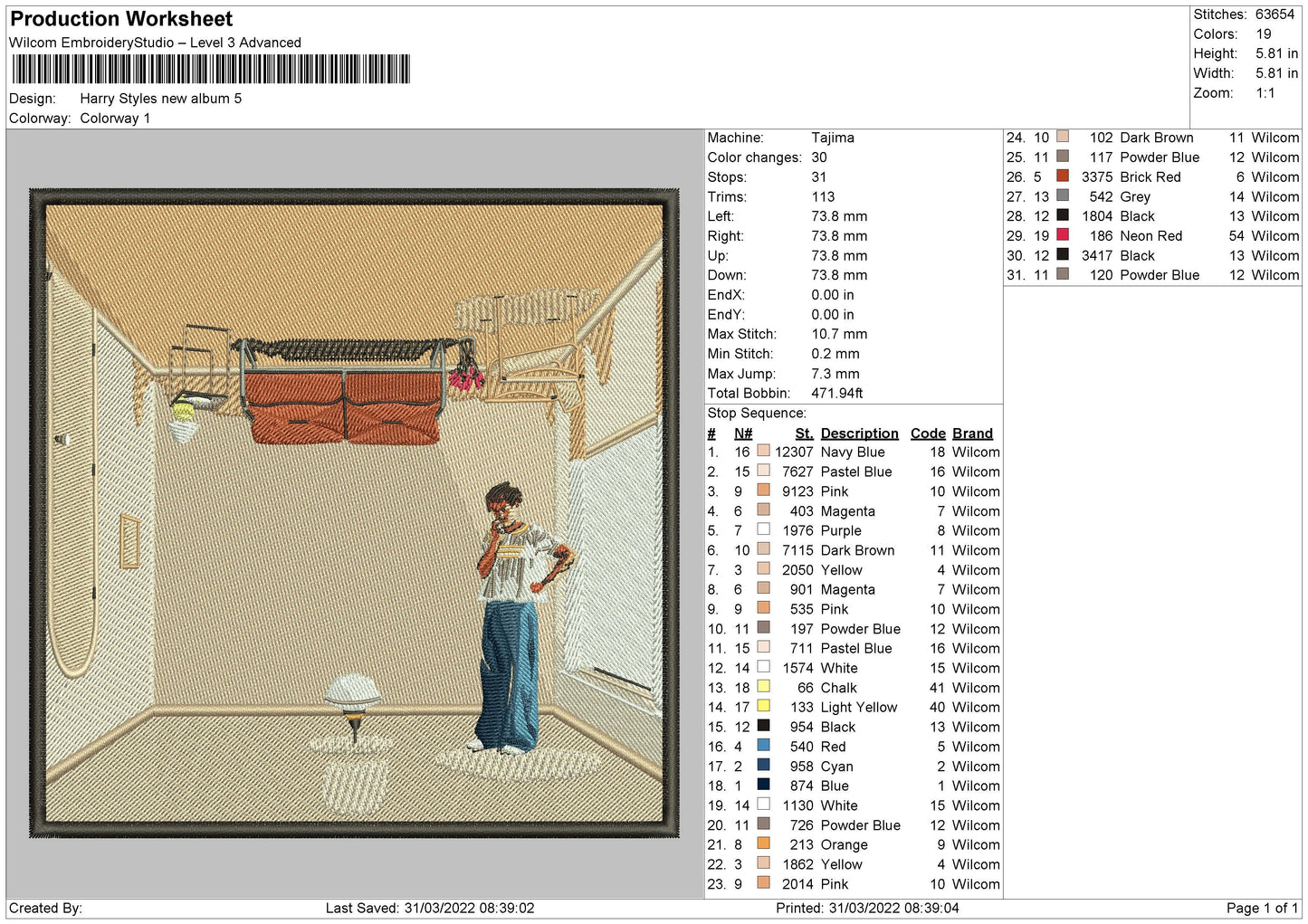 Harry Styles New Album Embroidery File 4 size