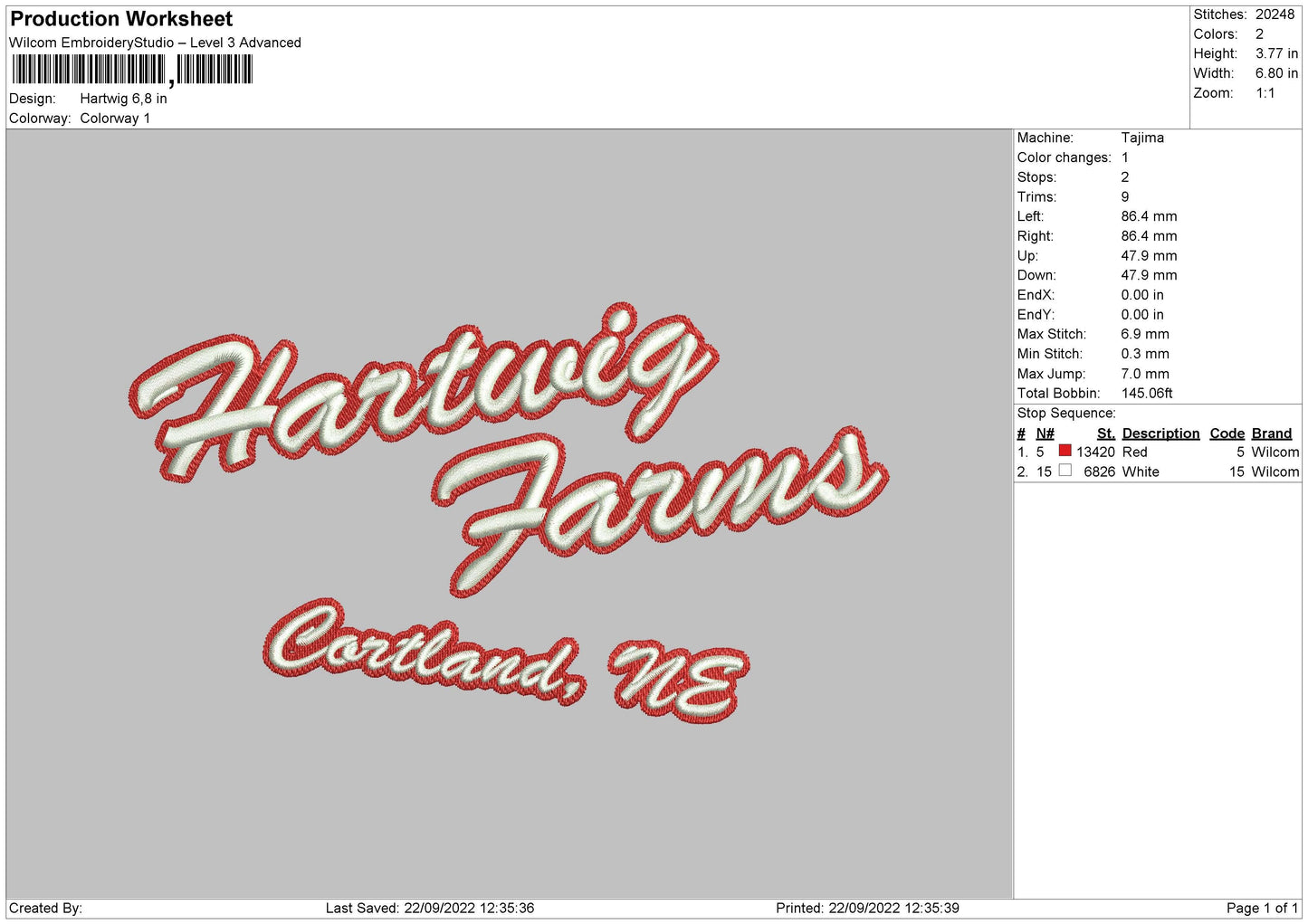 Hartwig Embroidery File 5 sizes