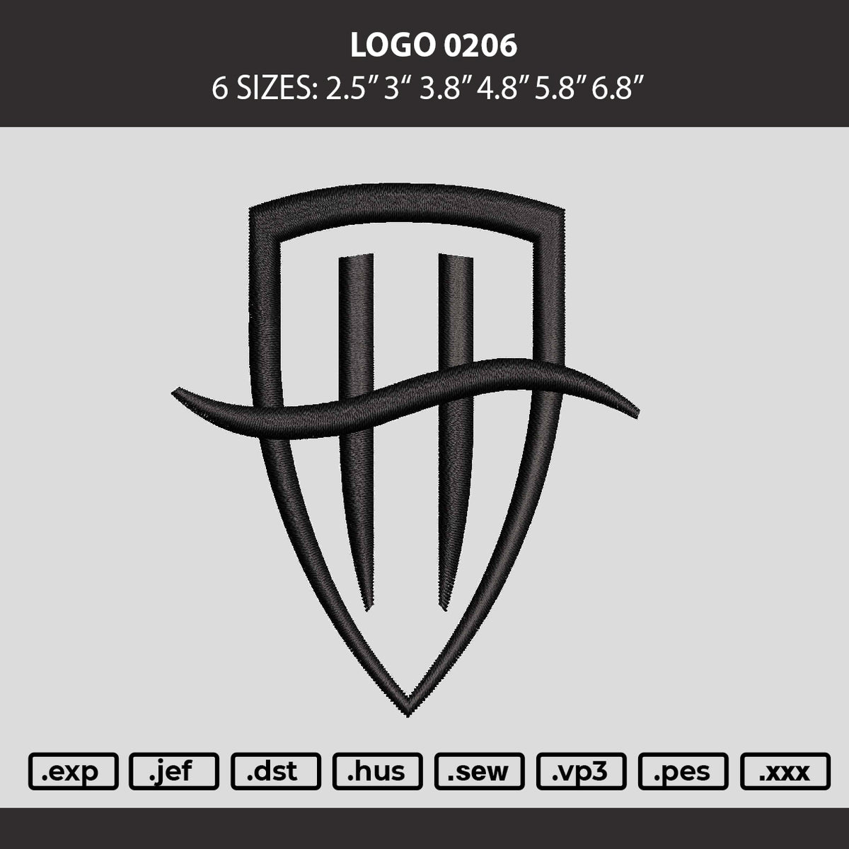 Logo 0206 Embroidery Machine Design File 6 sizes
