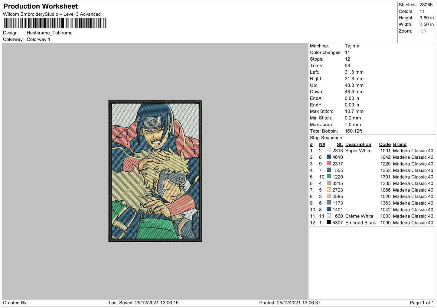 Hashirama Tobirama Embroidery File 4 size