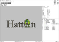 Hattontext Embroidery File 6 sizes