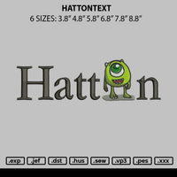 Hattontext Embroidery File 6 sizes