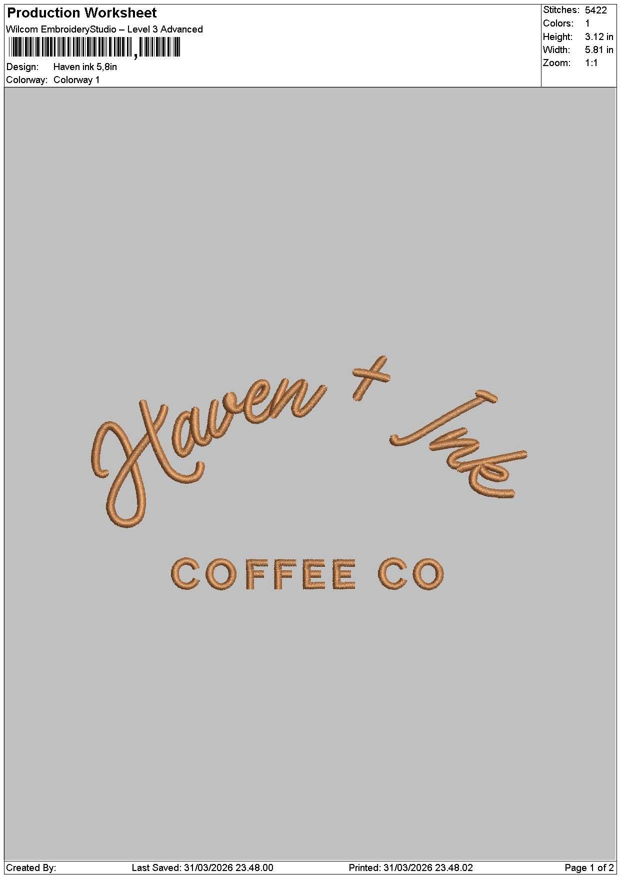 Haventext Embroidery File 6 sizes