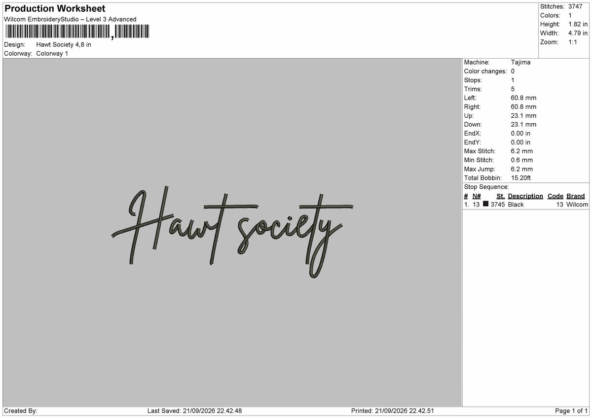 Hawt Text Embroidery Machine Design Fie 6 sizes