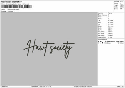 Hawt Text Embroidery Machine Design Fie 6 sizes