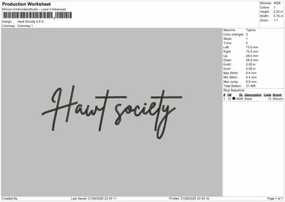 Hawt Text Embroidery Machine Design Fie 6 sizes