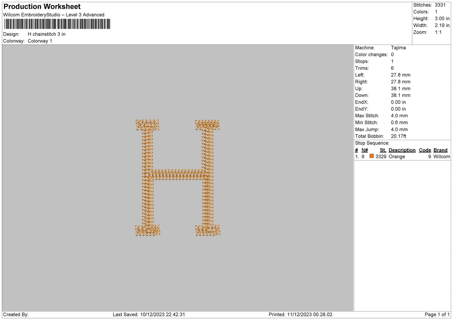 H Text1012 Embroidery File 6 sizes