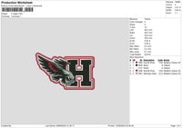 H Eagle 01 Embroidery File 6 sizes