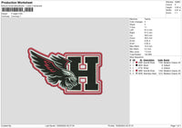 H Eagle 01 Embroidery File 6 sizes