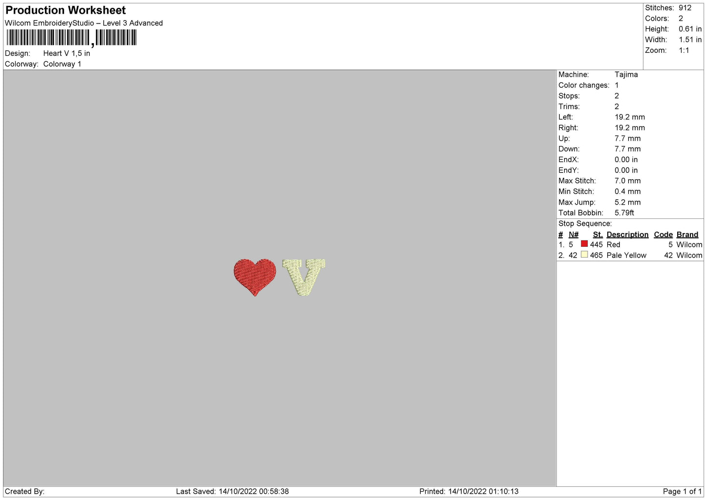 Heart V Embroidery File 7 sizes