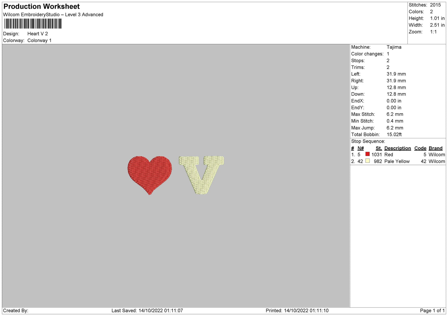 Heart V Embroidery File 7 sizes