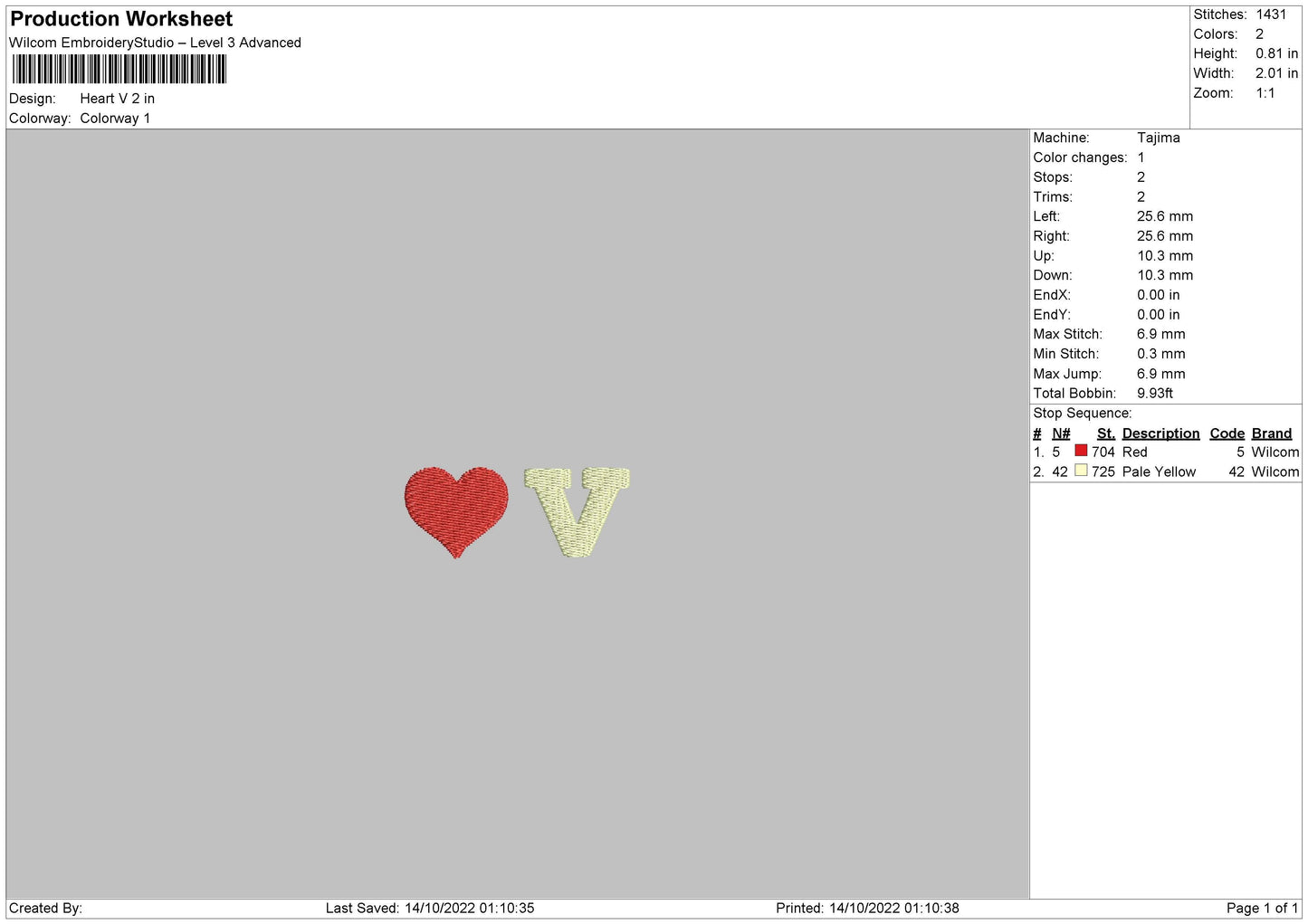 Heart V Embroidery File 7 sizes