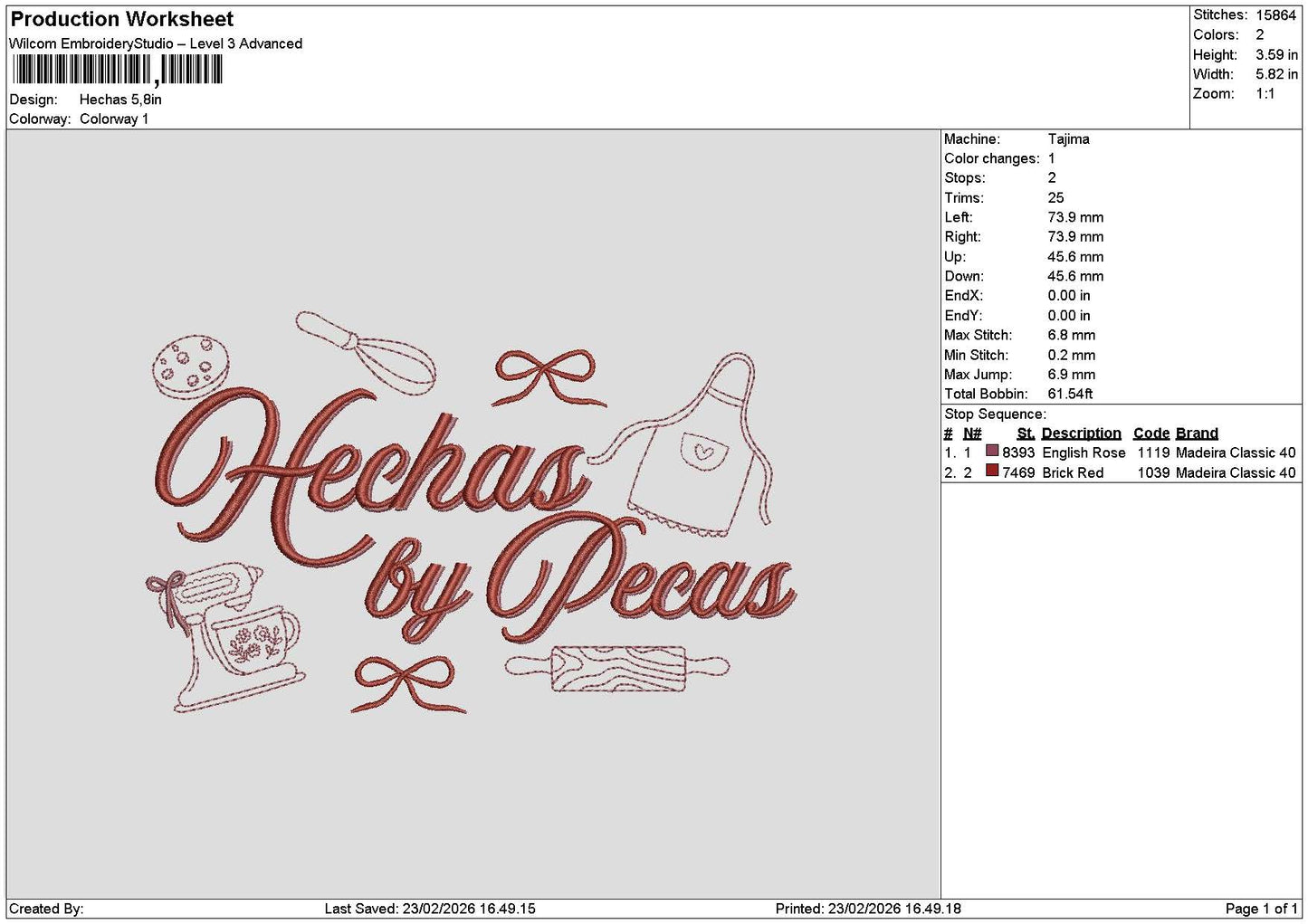 Hechastext Embroidery File 6 sizes
