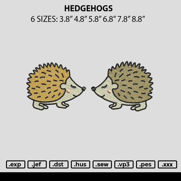 hedgehogs Embroidery File 6 sizes