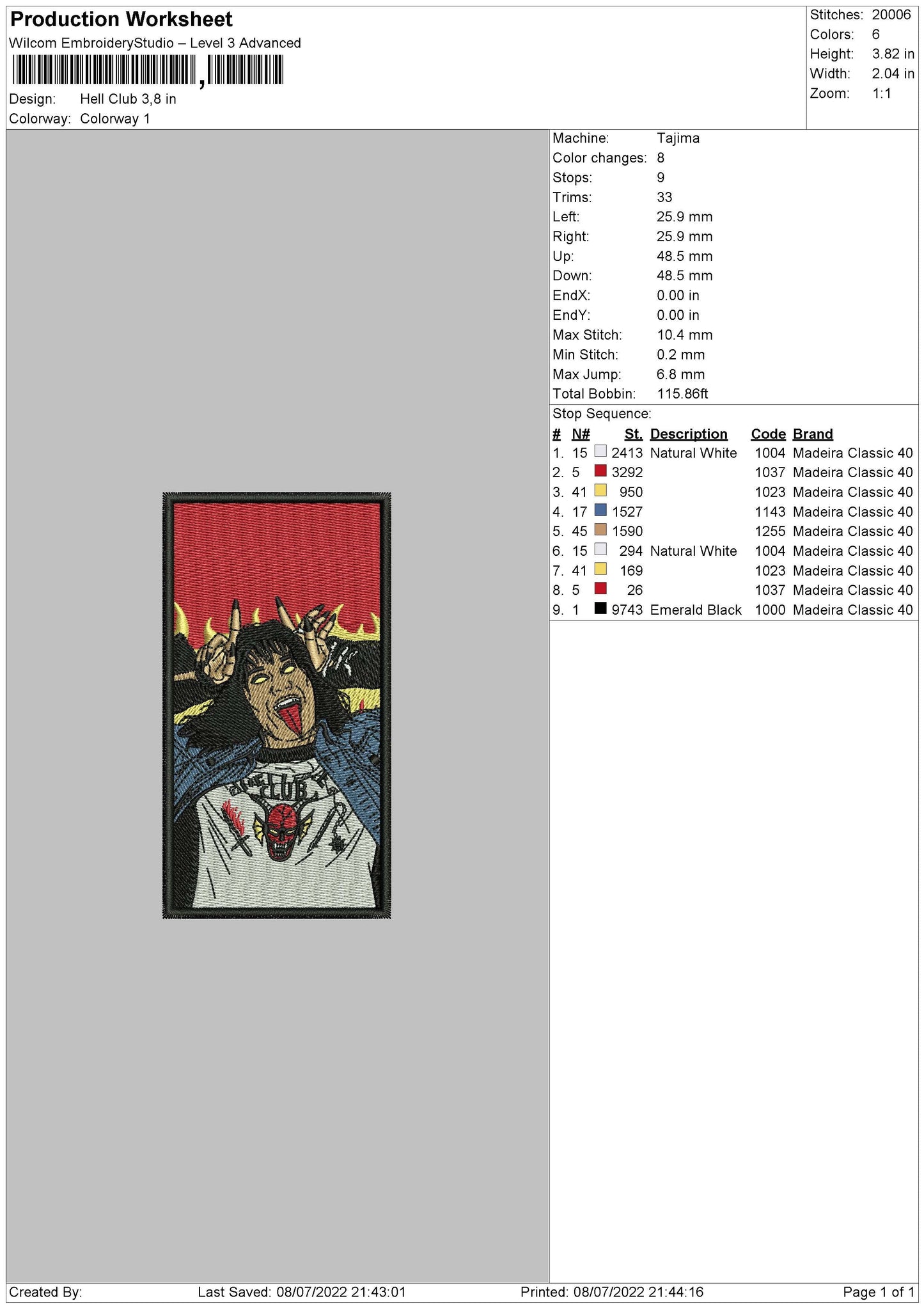 Hell Club Embroidery File 4 sizes