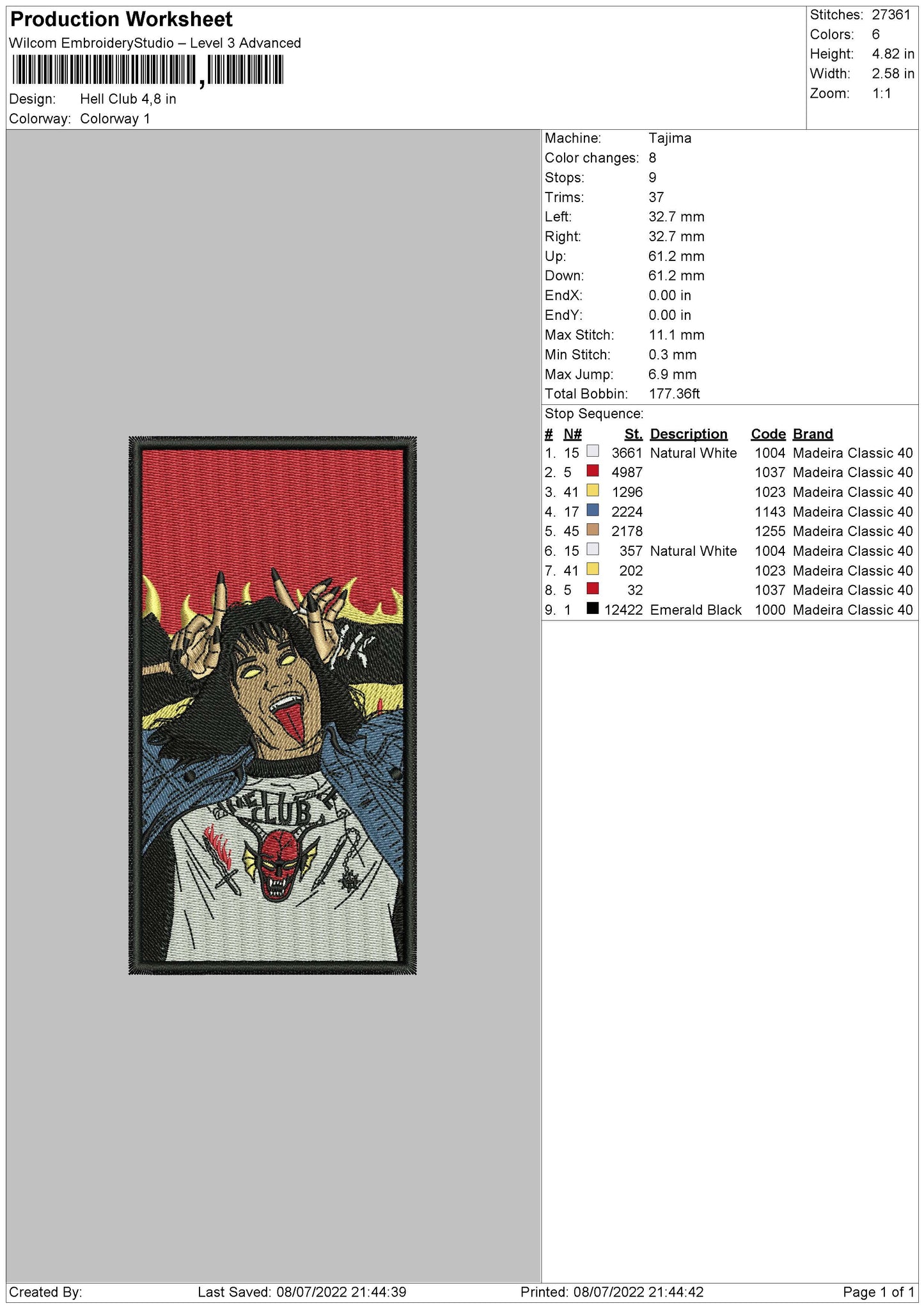 Hell Club Embroidery File 4 sizes