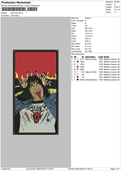 Hell Club Embroidery File 4 sizes
