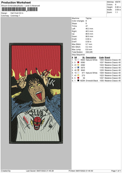 Hell Club Embroidery File 4 sizes