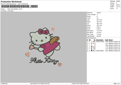 Hk Angel Embroidery  File 6 sizes