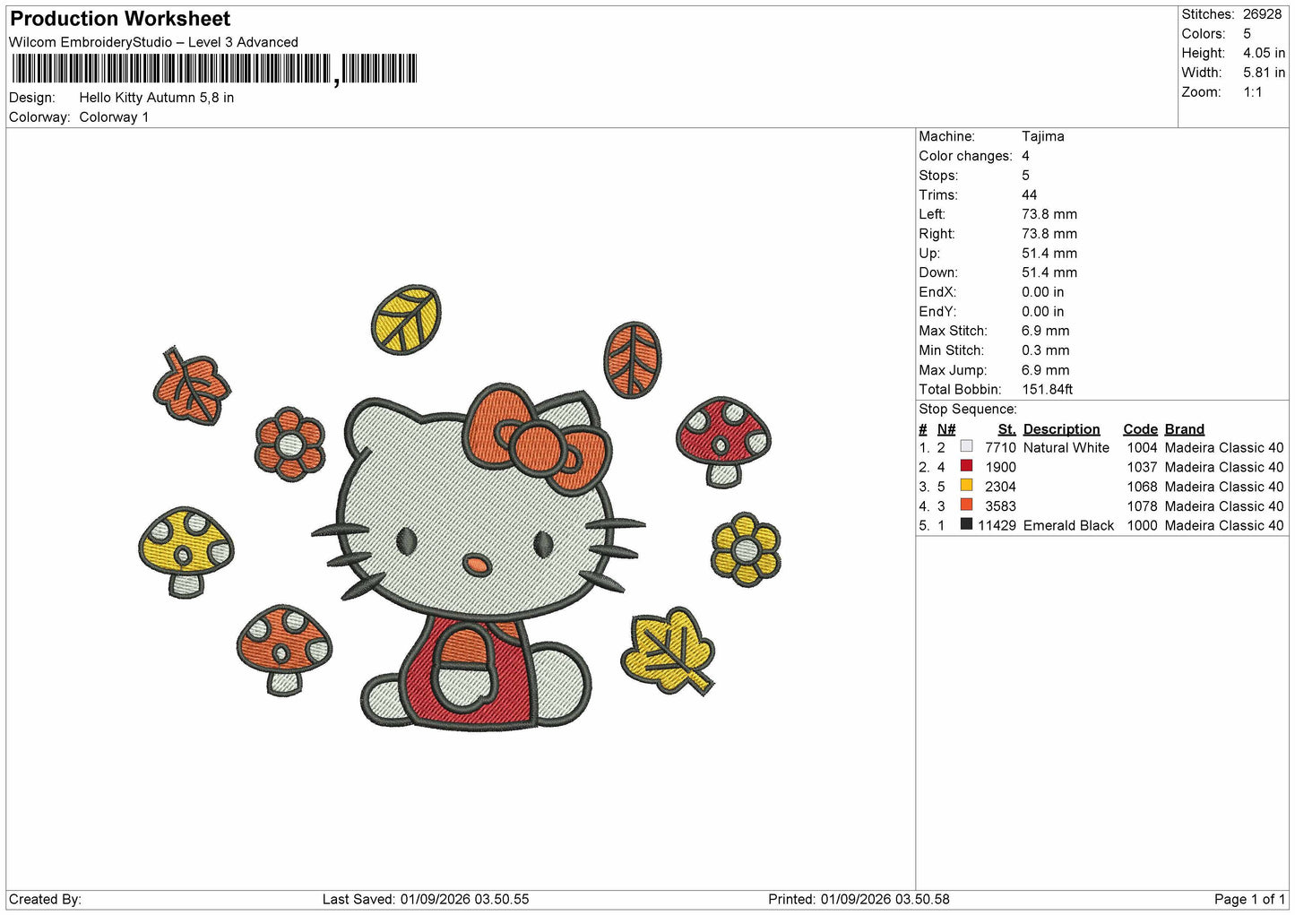Hk Autumn 0109 Embroidery Machine Design File 6 sizes
