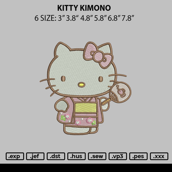 Kitty Kimono Embroidery File 6 sizes