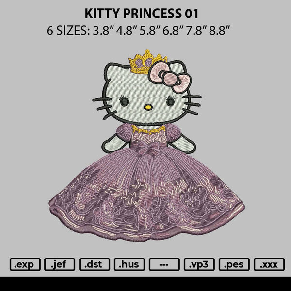 Kitty Princess 01 Embroidery File 6 sizes