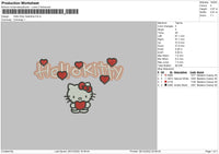 Kitty Valentine Embroidery File 6 sizes